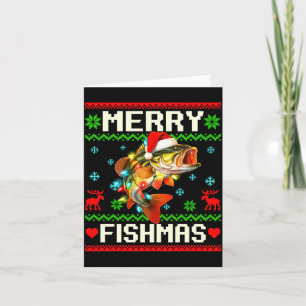 Fishing B Fish Merry Fishmas Fisherman Ugly Christ Card