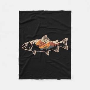 Fishing B Fish Mountain Star Fisherman Art Men Wom Fleece Blanket