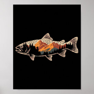 Fishing B Fish Mountain Star Fisherman Art Men Wom Poster