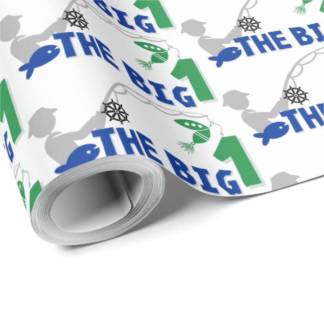 fishing baby first Birthday Wrapping Paper (Roll Corner)