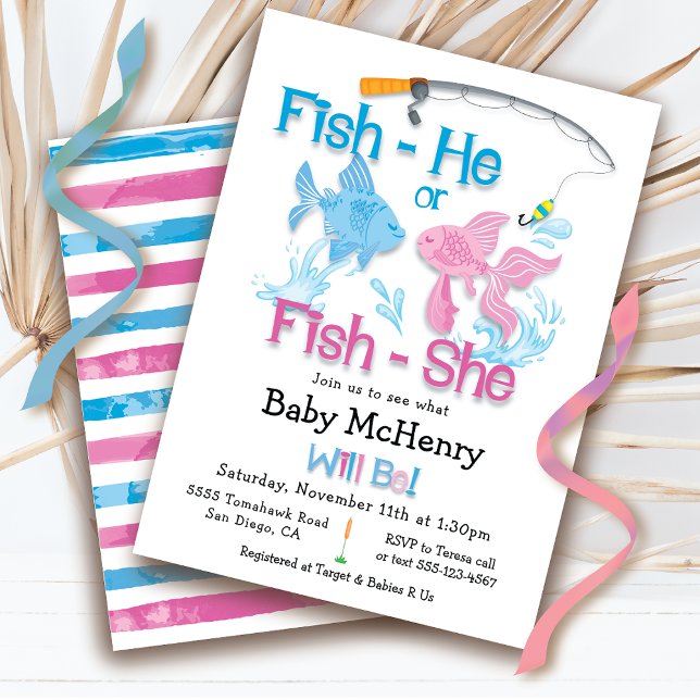 Fishing Baby Reveal Baby Shower Invitation