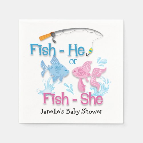 Fishing Baby Reveal Baby Shower  Napkins
