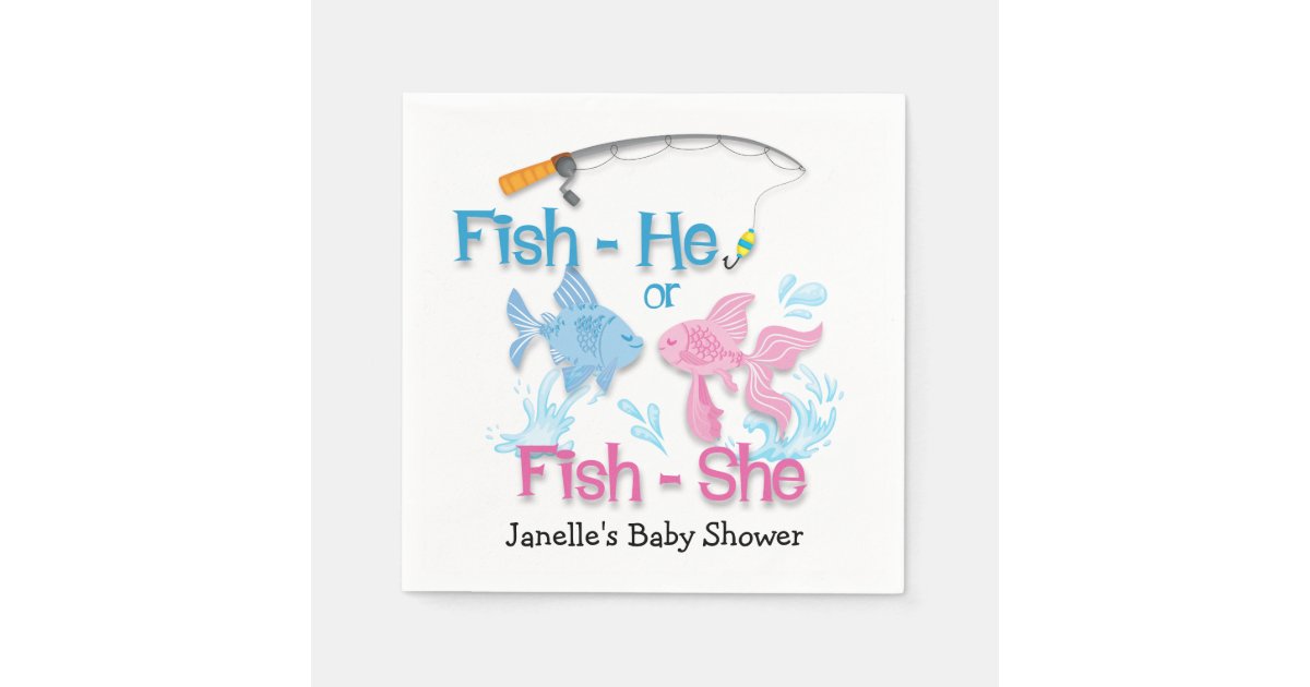 Fishing Baby Reveal Baby Shower Napkins