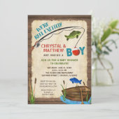Fishing baby shower, boy rustic Reel excited Invitation (Standing Front)