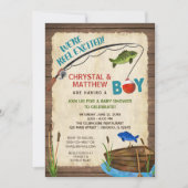 Fishing baby shower, boy rustic Reel excited Invitation (Front)