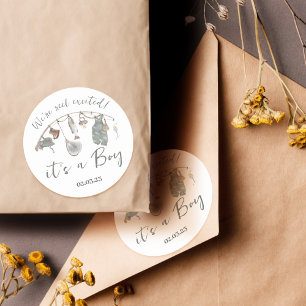 Fishing Baby Shower Classic Round Sticker