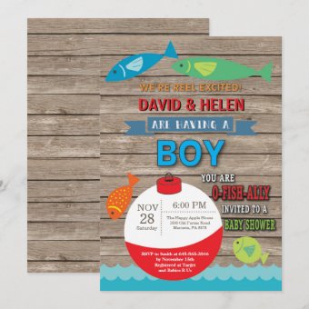 Fishing Baby Shower Invitation Boy Fish | Zazzle