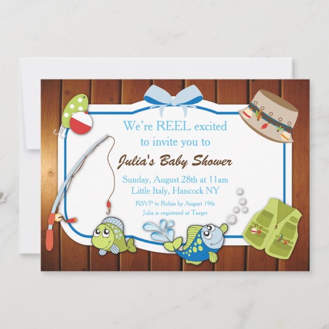 Fishing Baby Shower Invitation Personalized Invite (Front)