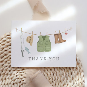 Fishing Baby Shower Letterpress Thank You Card