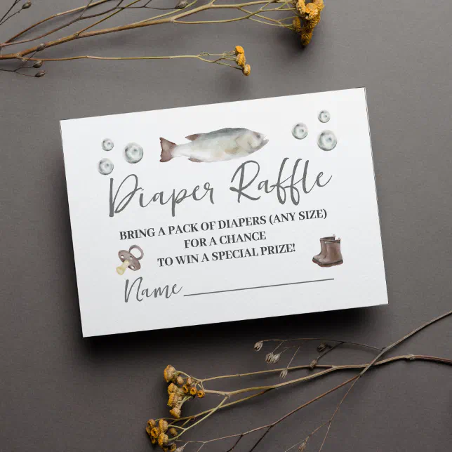 Reel Raffle Fishing baby shower Reel excited Diaper Raffle Enclosure Card | Zazzle