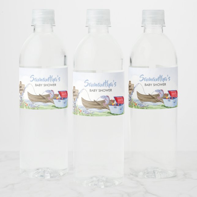 Fishing Baby Shower  Water Bottle Label (Bottles)