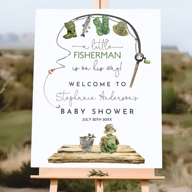 Fishing Baby Shower Welcome Sign Editable Boy Fish (Creator Uploaded)