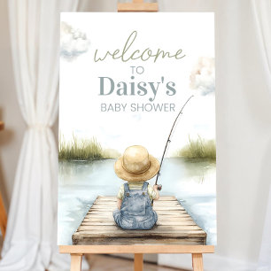 Fishing Baby Shower Welcome Sign, Little Fisherman Foam Board