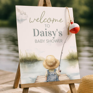 Fishing Baby Shower Welcome Sign, Little Fisherman Foam Board