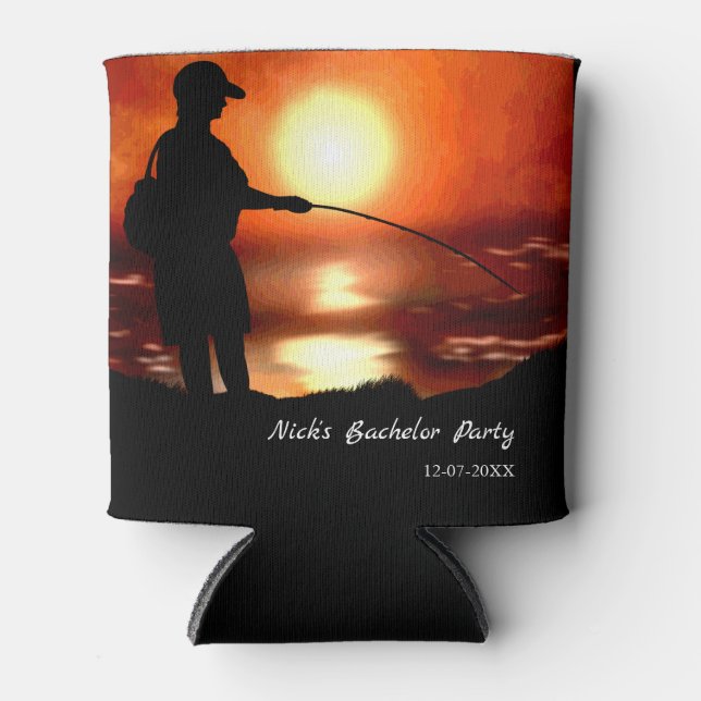 Fishing bachelor party Fishing lover Fishing party Can Cooler (Front)
