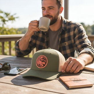 Fishing Badge with Custom Name Leather Patch Hat