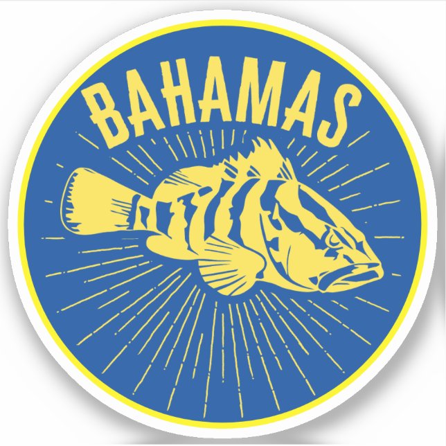 Fishing Bahamas Fisherman Diver Diving Grouper Sticker (Front)
