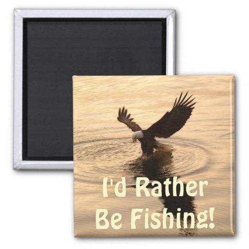 Fishing Bald Eagle at Dusk Wildlife Photo Pin Magnet