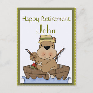 Fishing Bear Retirement Postcard