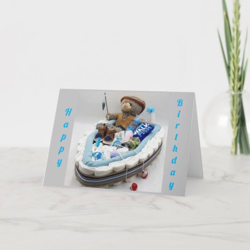 FISHING BEAR WISHES YOU HAPPY 21st BIRTHDAY      Card