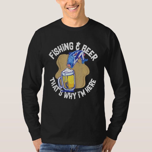 Fishing Beer Alcohol Fisherman Joke Pun T-Shirt (Front)