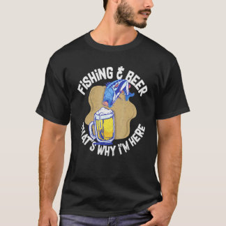 Fishing Beer Alcohol Fisherman Joke Pun T-Shirt