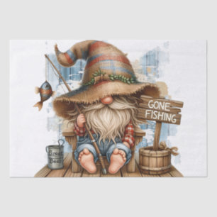 Fishing Beer Drinking Gnome Tissue Paper