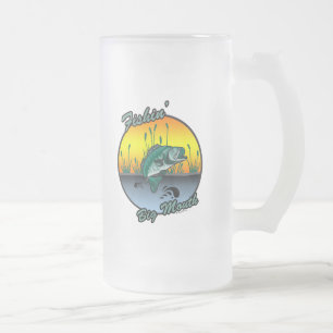 Fishing Big Mouth Fishing Shirts Frosted Glass Beer Mug