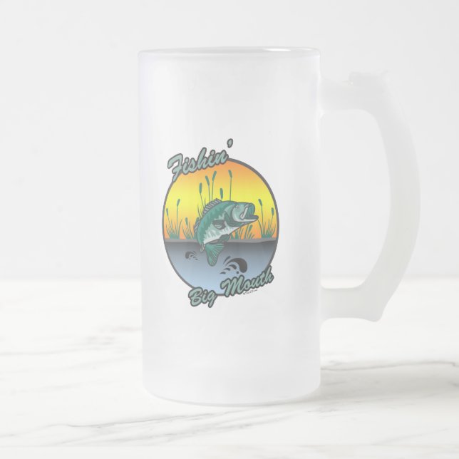 Fishing Big Mouth Fishing Shirts Frosted Glass Beer Mug (Right)