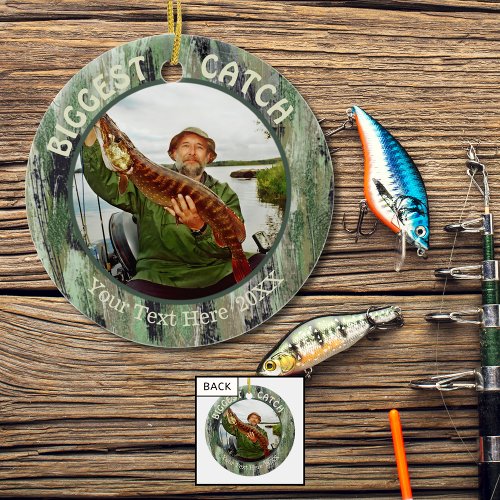Fishing BIGGEST CATCH Photo Keepsake Ceramic Ornament