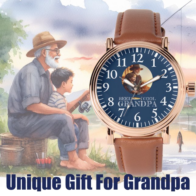 Fishing Birthday Gift for Grandpa Photo Watch (Creator Uploaded)