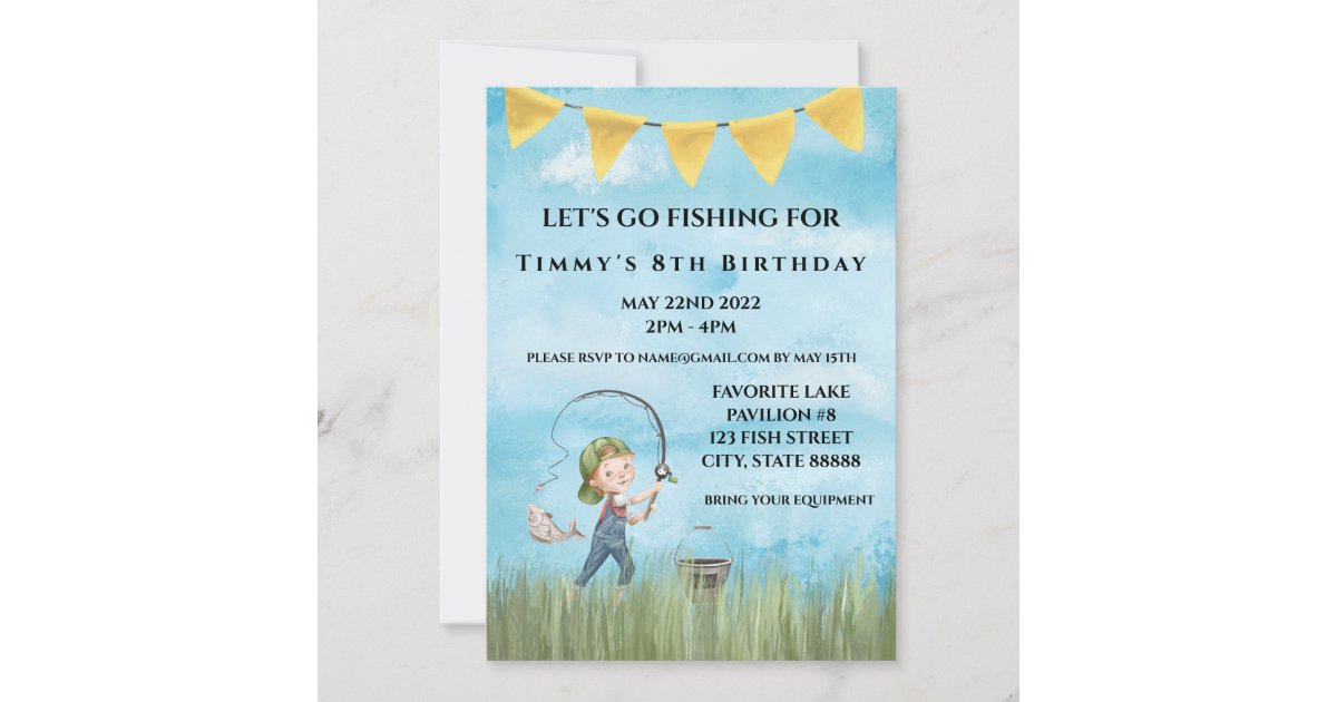 Gone Fishing or Fishing themed birthday invitation
