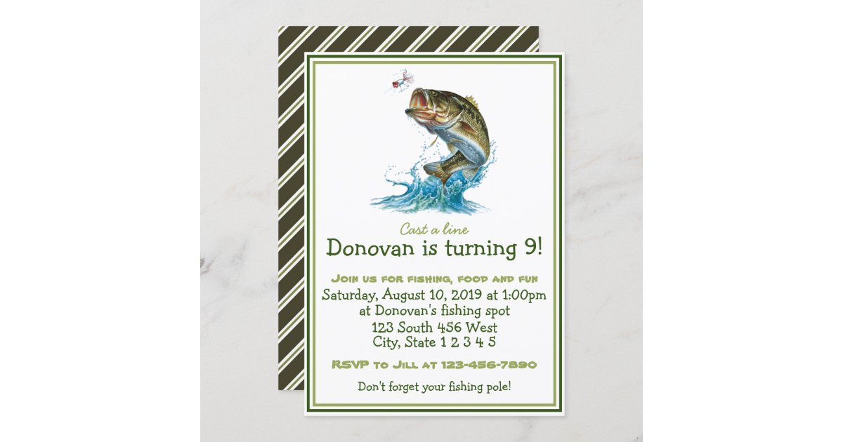 Gone Fishing or Fishing themed birthday invitation