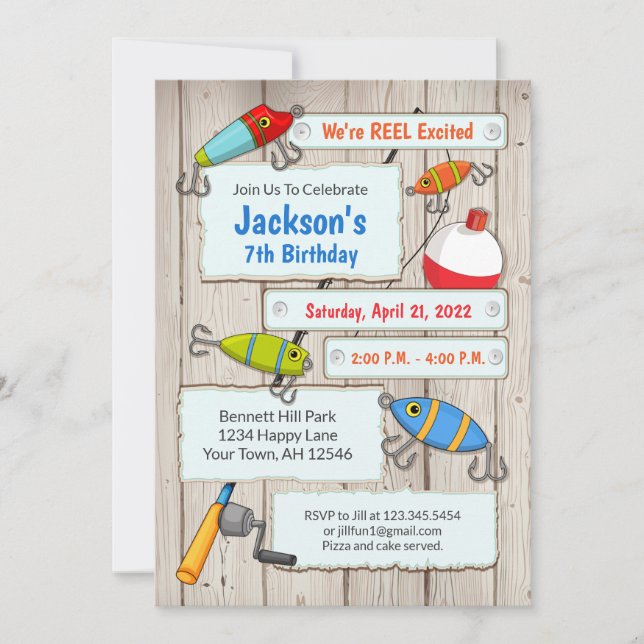 Fishing Birthday Invitation Fishing party (Front)