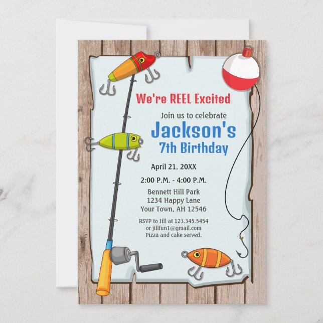 Fishing Birthday Invitation Fishing party (Front)