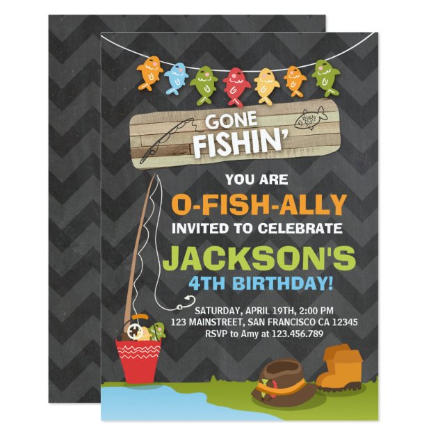 Fishing Birthday Invitation Fishing Party Boy