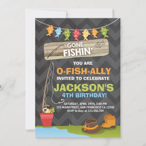 Fishing Birthday Invitation Fishing party Boy