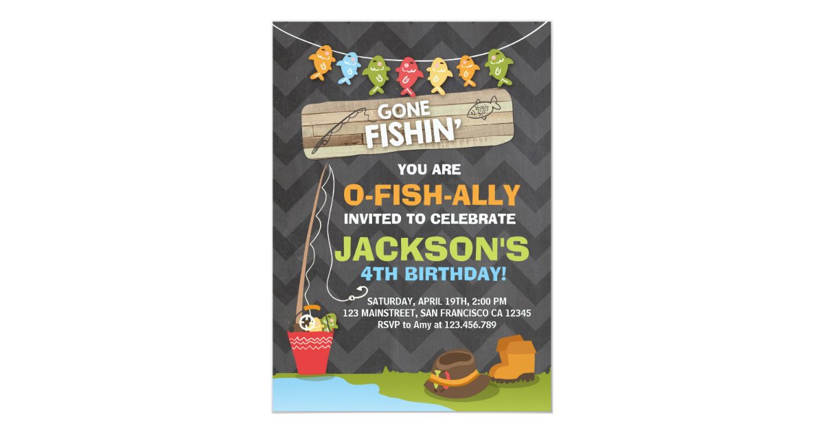 Fishing Birthday Invitation Fishing Party Boy
