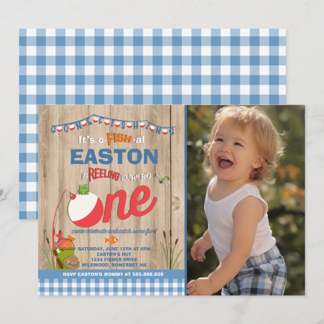 Fishing Birthday Invitation O-Fish-Ally One Party (Front/Back)