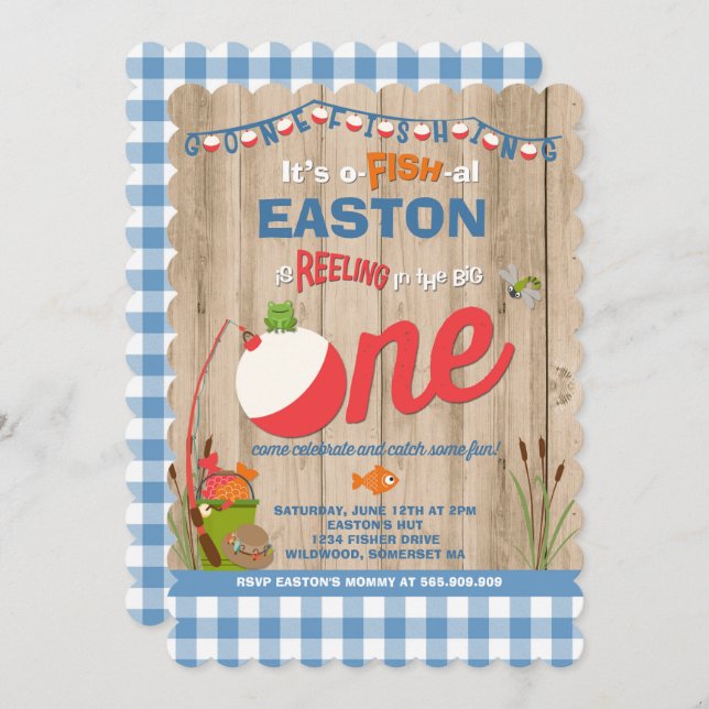 Fishing Birthday Invitation O-Fish-Ally One Party (Front/Back)