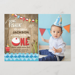Fishing Birthday Invitation Wood Fishing party