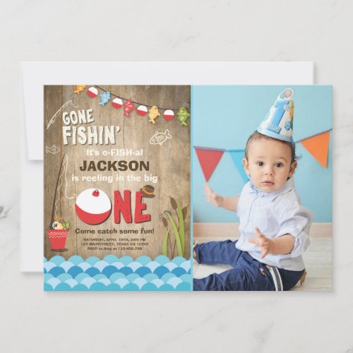 Fishing Birthday Invitation Wood Fishing party