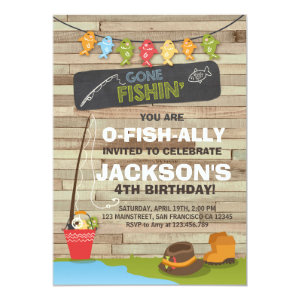 Fishing Birthday Invitation Wood Fishing party