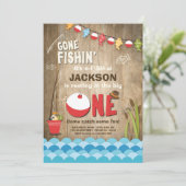 Fishing Birthday Invitation Wood The big one (Standing Front)