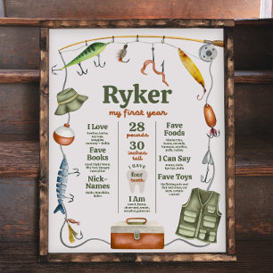 Fishing Birthday Milestone Poster Board