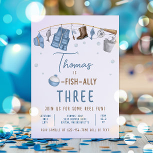 Fishing Birthday Party Boy O-Fish-Ally Birthday Invitation