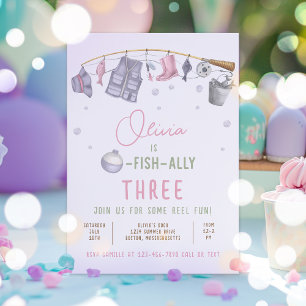 Fishing Birthday Party Girl O-Fish-Ally Party Invitation