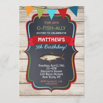Fishing Birthday Party Invitations by SugarPlumPaperie at Zazzle