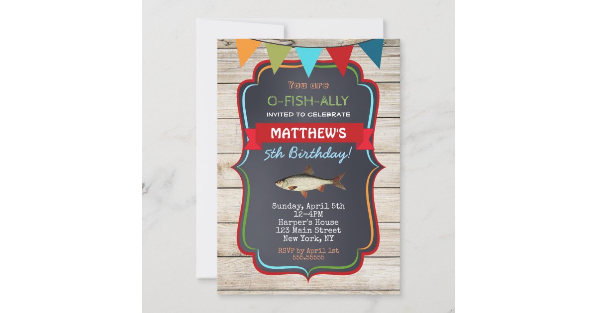 Gone Fishing or Fishing themed birthday invitation