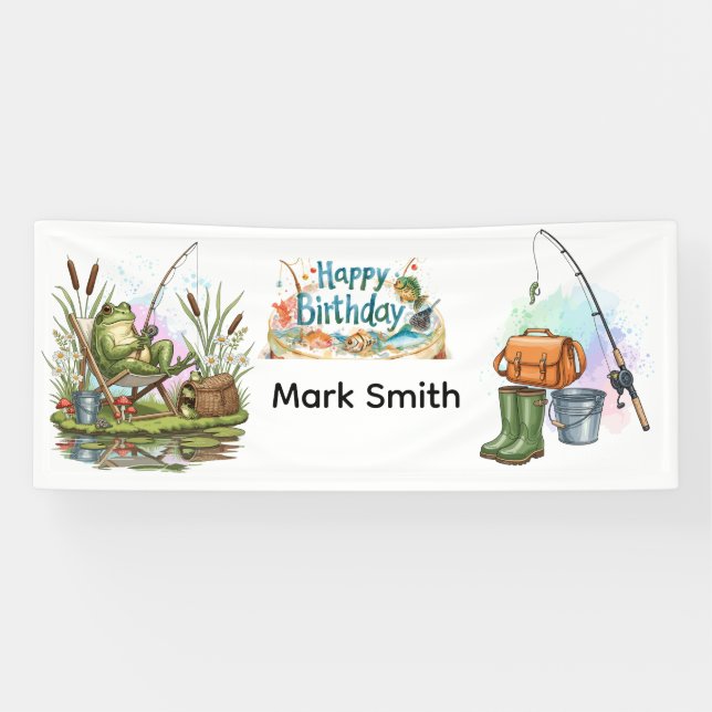 Fishing birthday themed  banner (Horizontal)